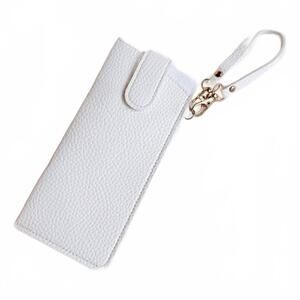 NEW ELLISON+YOUNG women's button-up eyeglass case bag charm in cream